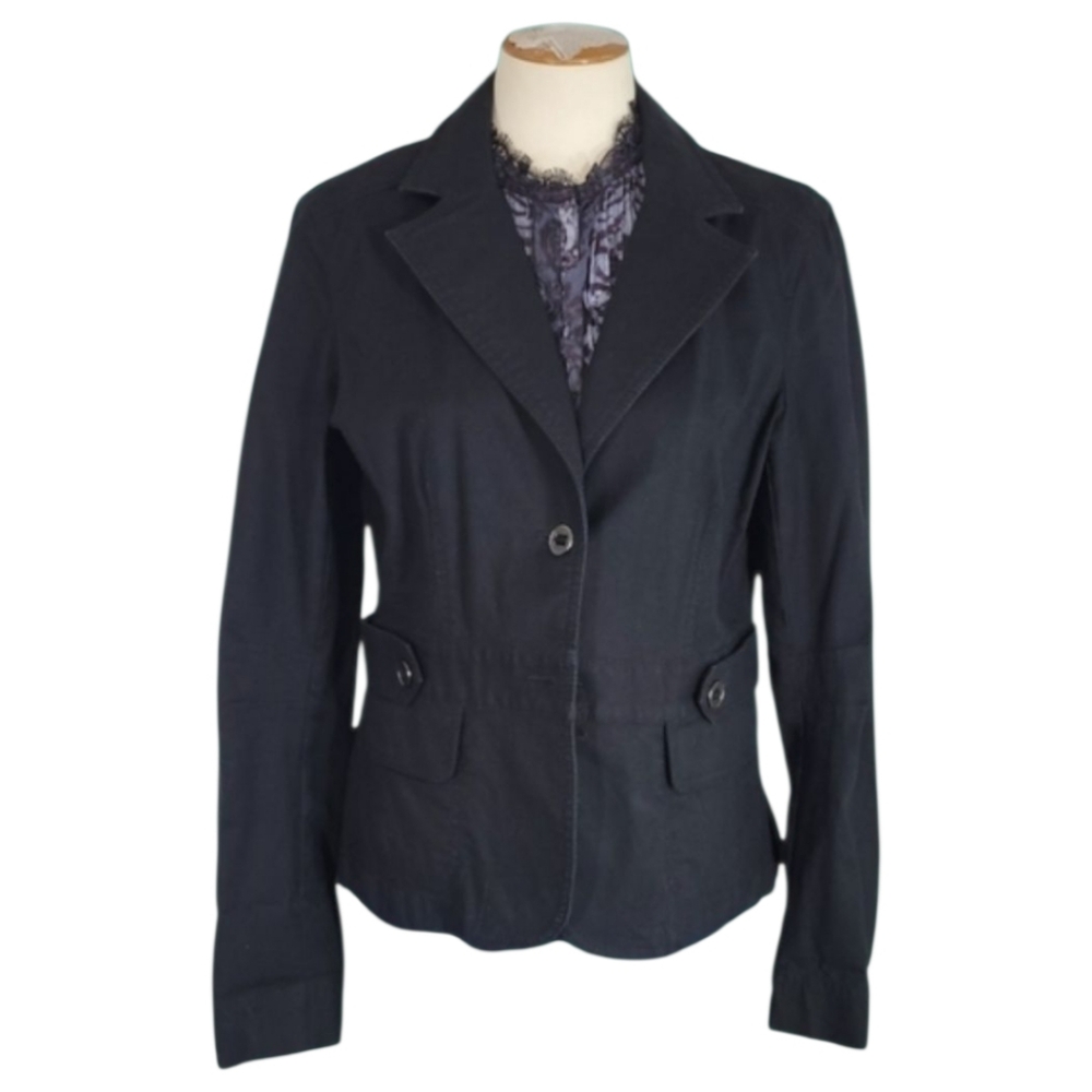 LOFT Black Cotton Utility Blazer Tie Back Tailored Jacket  Womens Size 6